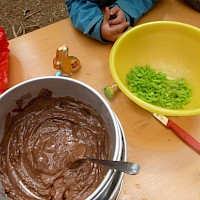 Die Zutaten: Schokolade und junge Fichtentriebe